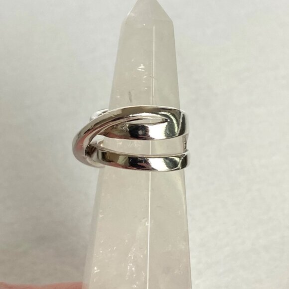 Sterling Silver 925 Asymmetric Criss Cross Lines Saturn Band Ring Sz 7 - Picture 9 of 16